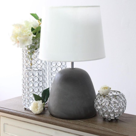 Star Brite Simple Designs LD1036-CON Round Concrete Table Lamp - White ST3349455
